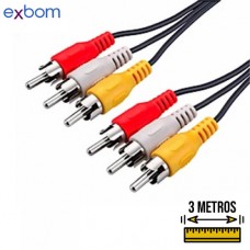 Cabo de Vídeo RCA M 3X para RCA M 3X 3m OD10.5 Exbom CBX-V3RCA30